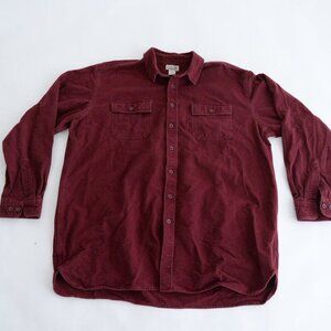 Vintage L.L. Bean Maroon Heavyweight Thick Cotton Button Up Outdoor Shirt 2XLT